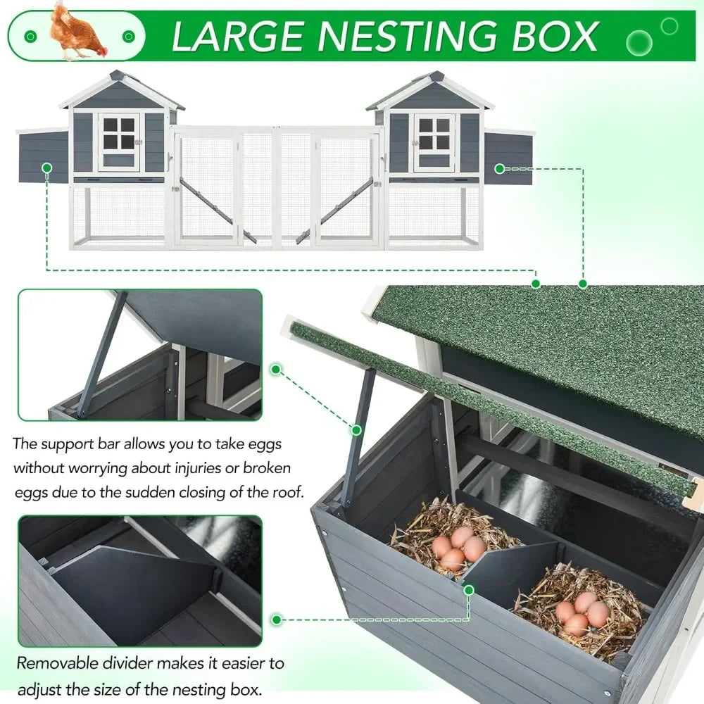 Large Wooden Chicken Coop with Run and Waterproof Roof – 2 Styles Available