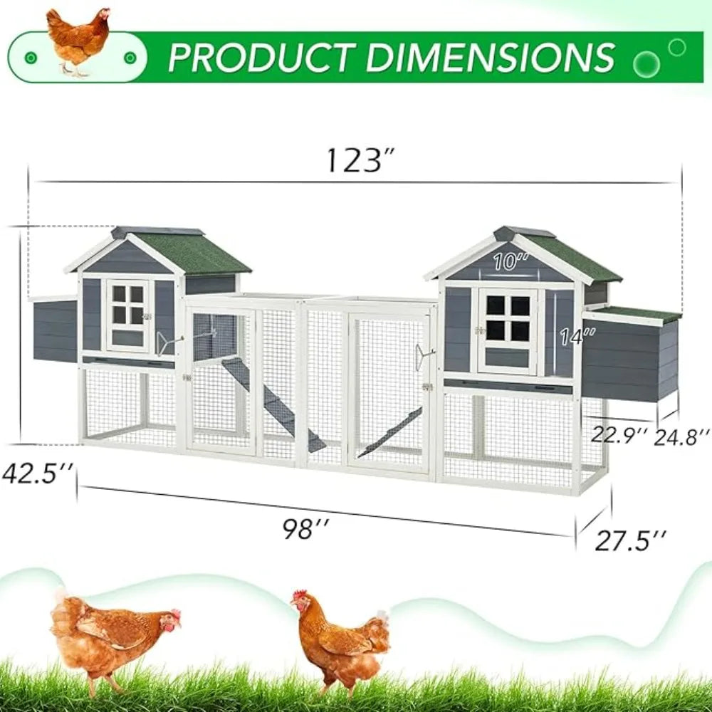 Large Wooden Chicken Coop with Run and Waterproof Roof – 2 Styles Available