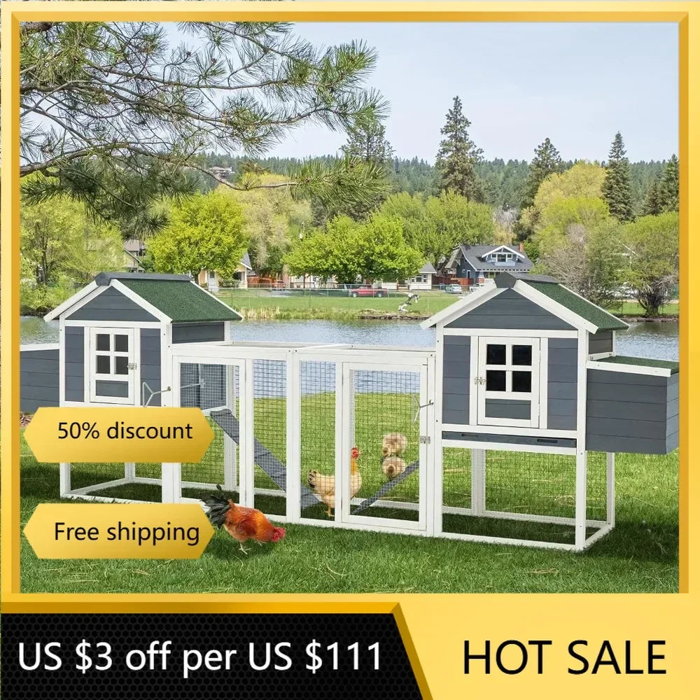 Large Wooden Chicken Coop with Run and Waterproof Roof – 2 Styles Available