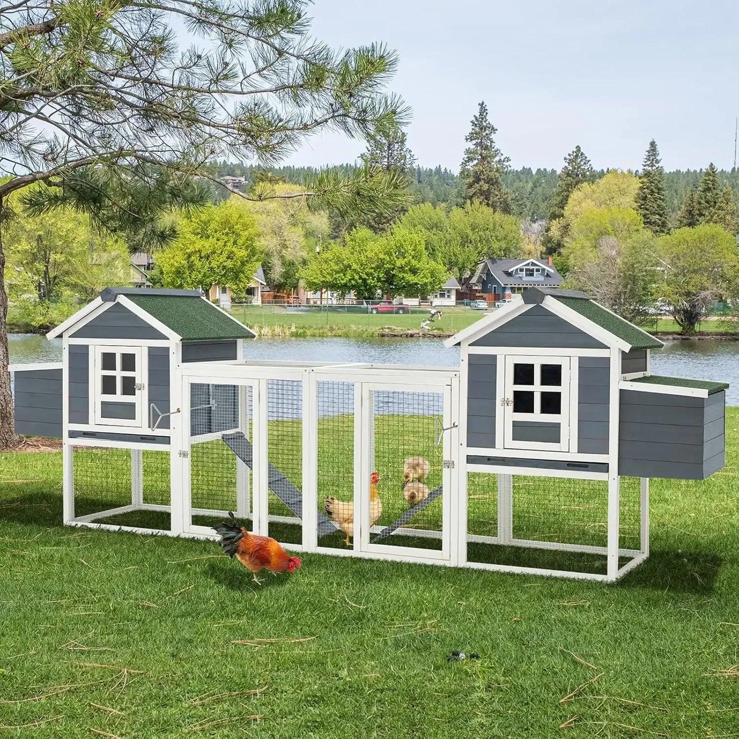 Large Wooden Chicken Coop with Run and Waterproof Roof – 2 Styles Available