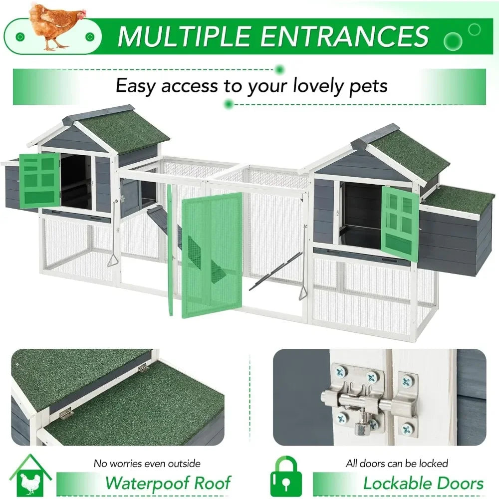 Large Wooden Chicken Coop with Run and Waterproof Roof – 2 Styles Available