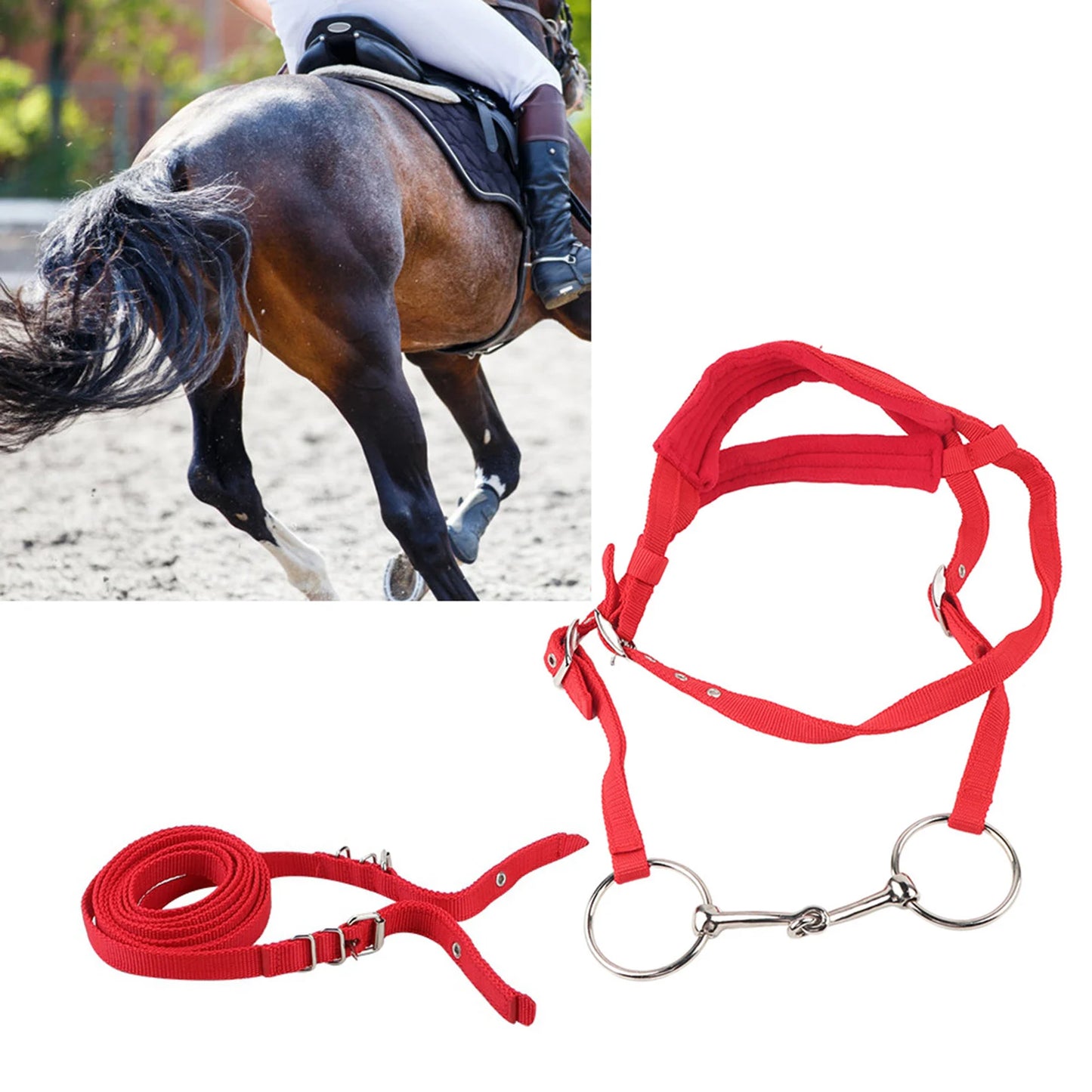 Adjustable Horse Bridle with Soft Cushion & Rein