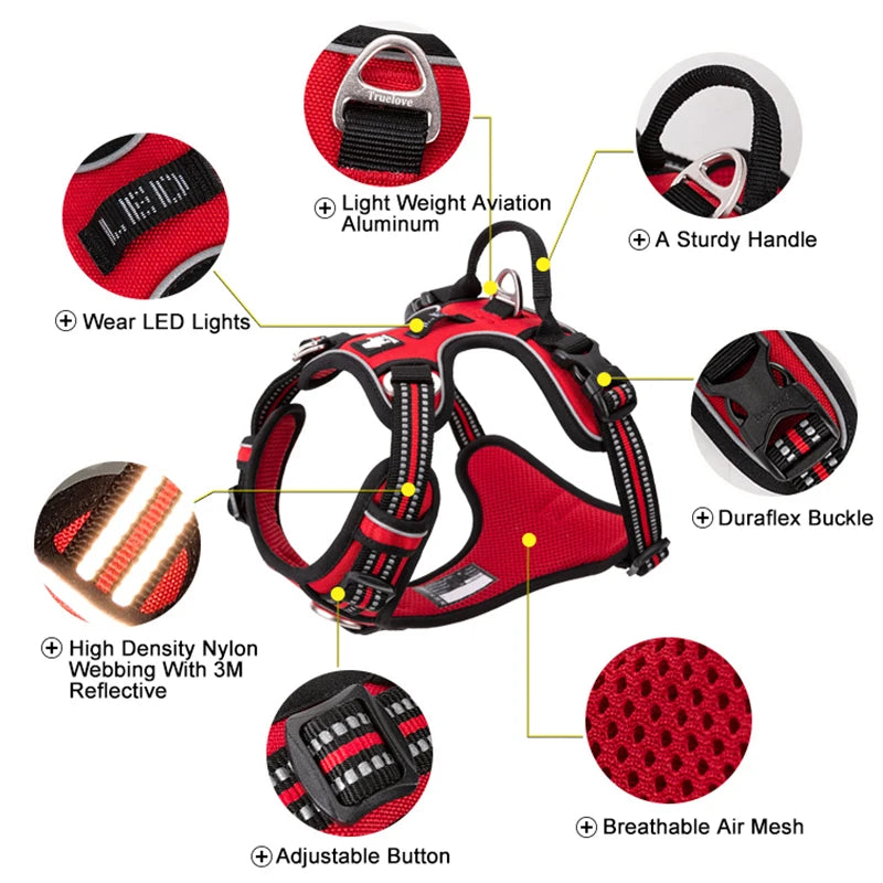 Truelove Reflective No-Pull Nylon Dog Harness – Adjustable for Walking & Running