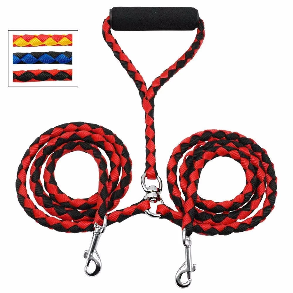 Double Dog Leash with 360° Rotating Tangle-Free Design