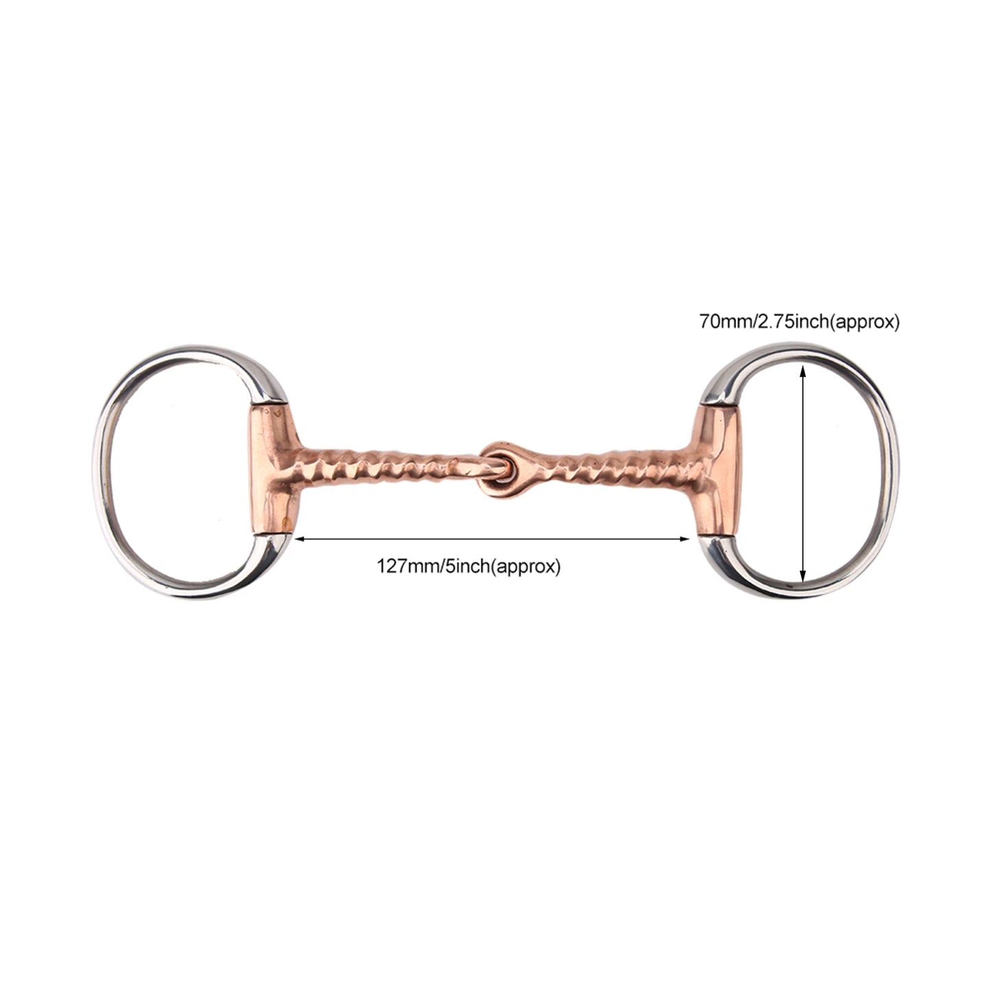 Horse Chew Bit - Stainless Steel Eggbutt Bit with Copper Corkscrew Mouth