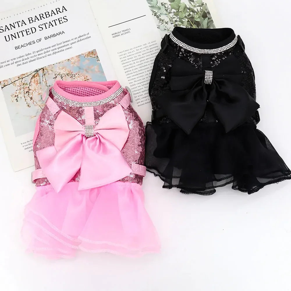 Pink Bowknot Tutu Harness & Leash Set for Cats & Small Dogs