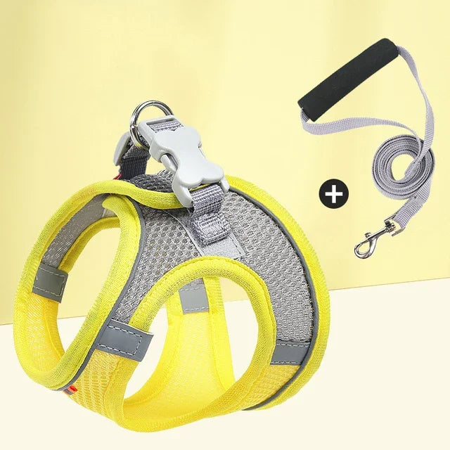 Cat, Kitten & Puppy Harness with Leash Set for Small Pets - Breathable, Adjustable, Reflective Harness Vest