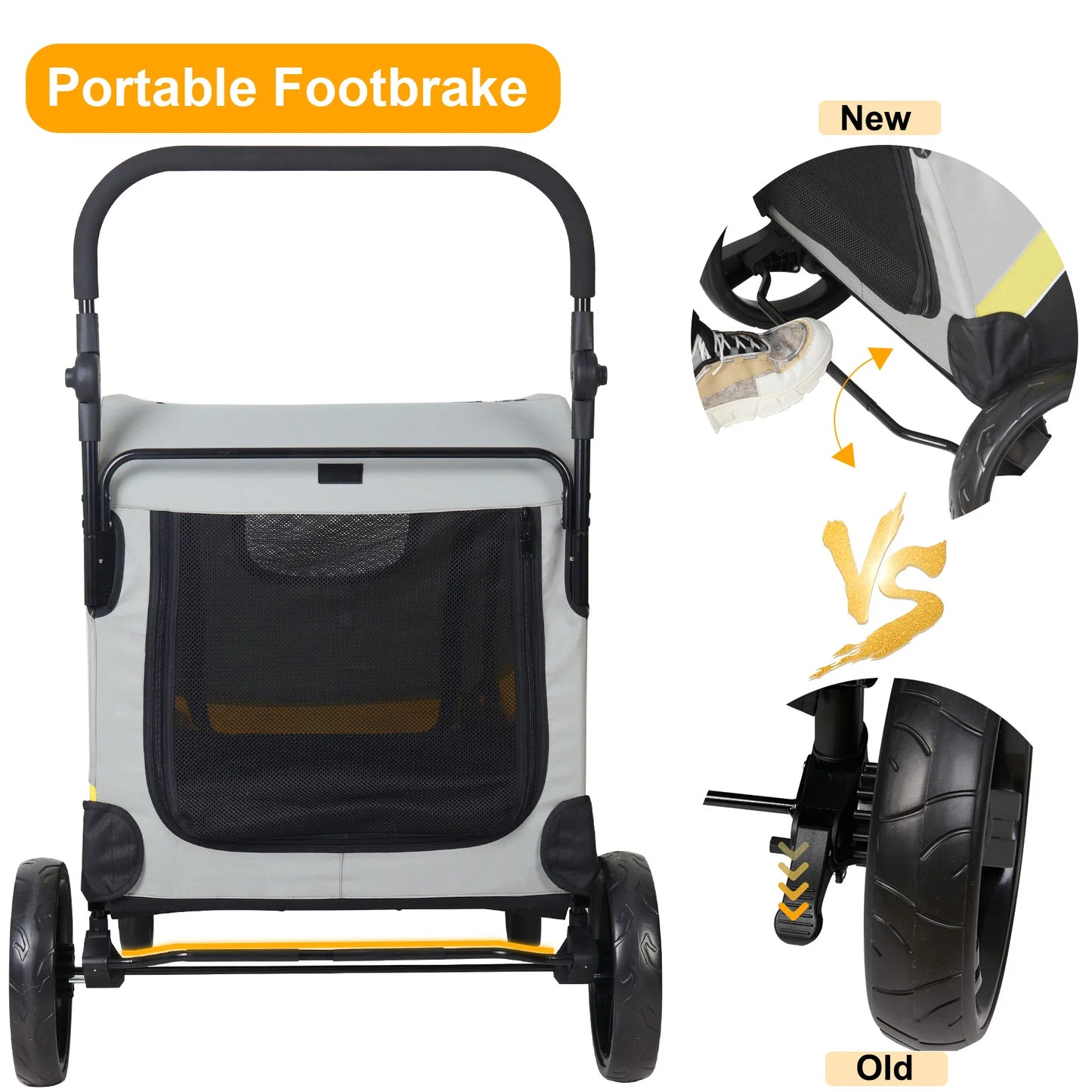 Heavy-Duty Foldable Pet Stroller for Medium & Large Dogs