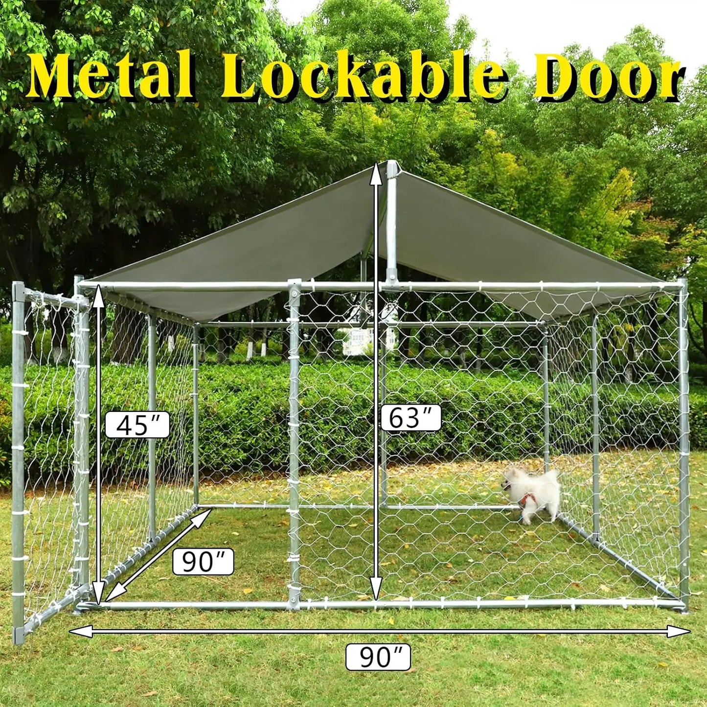 Extra Wide, Heavy-Duty, Outdoor Dog Kennel with Water-Resistant Cover