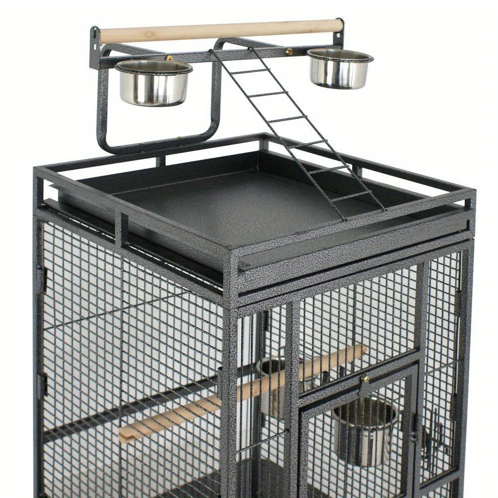 Steel Bird Cage with Rolling Stand for Parrots & Pet Birds