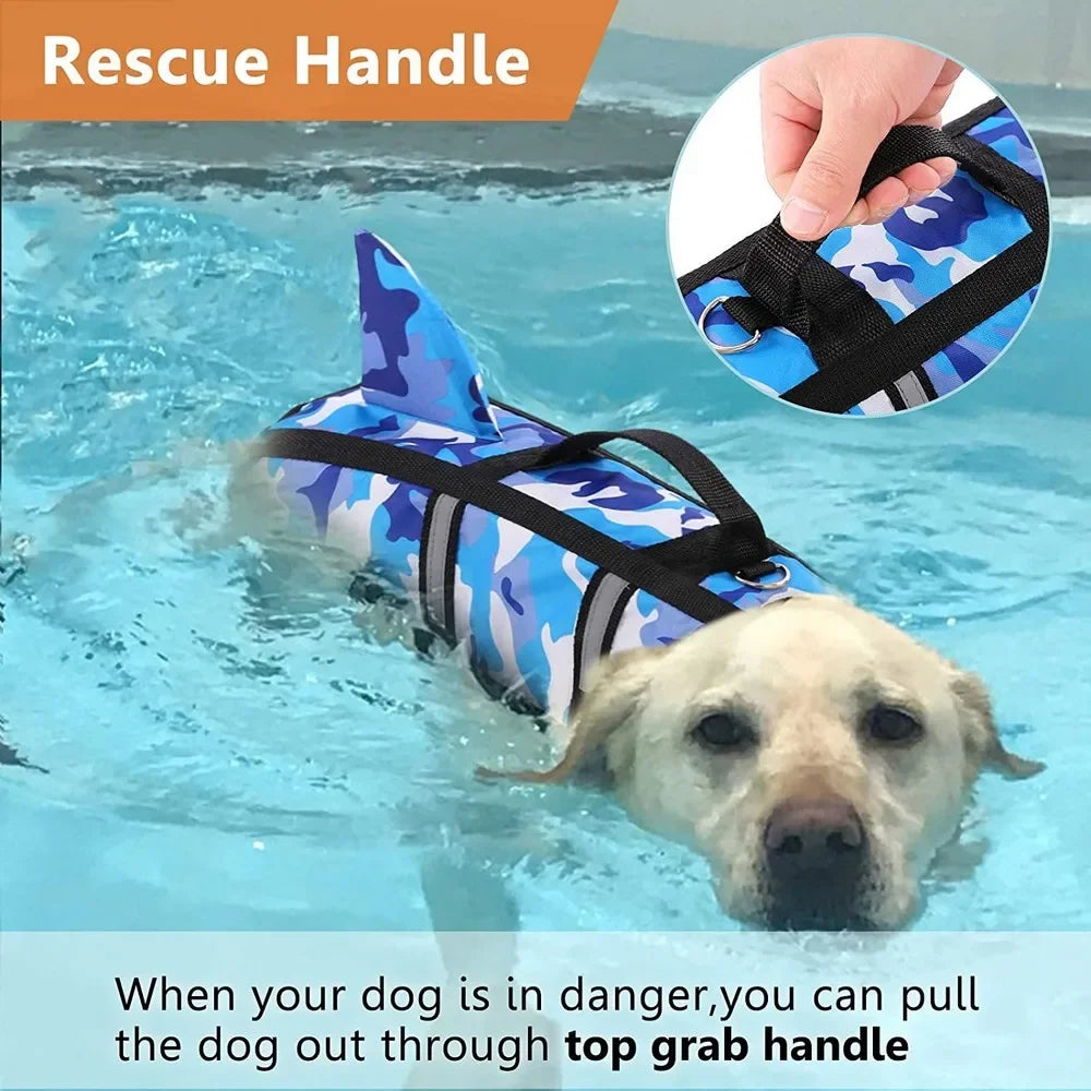 Camouflage Dog Life Jacket with Fin