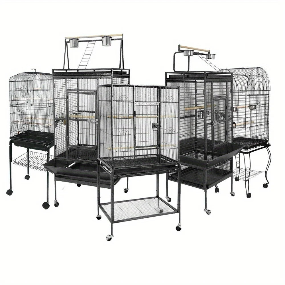 Steel Bird Cage with Rolling Stand for Parrots & Pet Birds