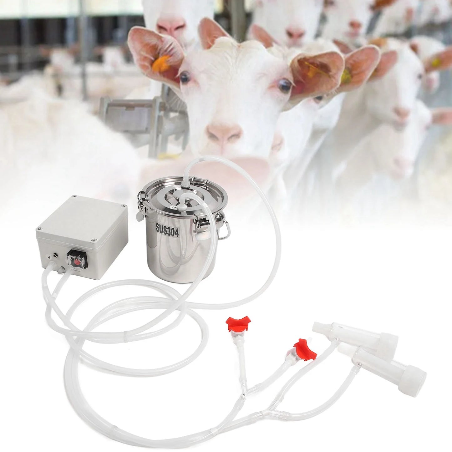 3L Portable Electric Milking Machine – Hands-Free Stainless Steel Bucket with Silicone Cup & Tube