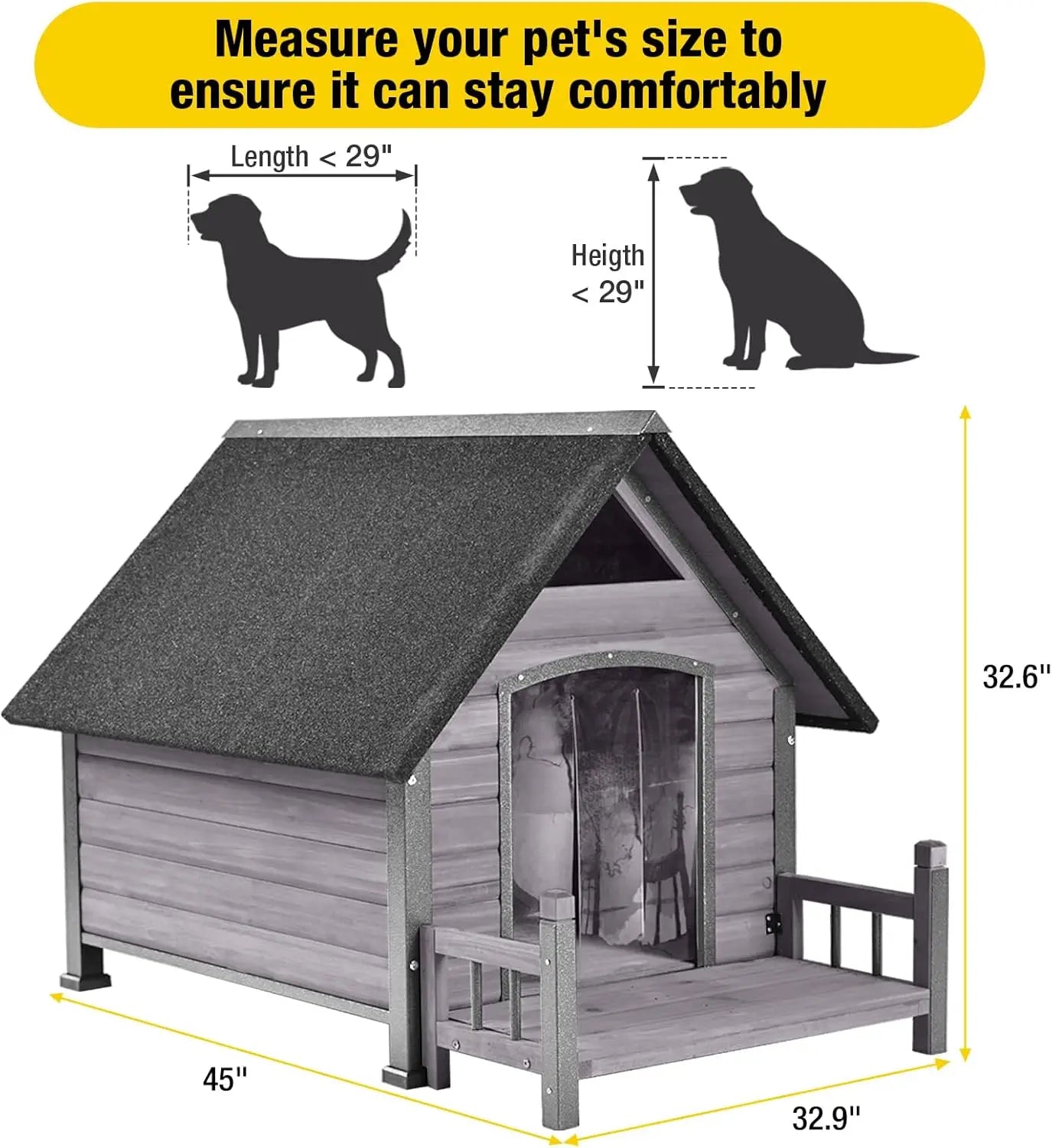 Weatherproof Outdoor Dog Kennel with Anti-Chewing Iron Frame for Large Breeds