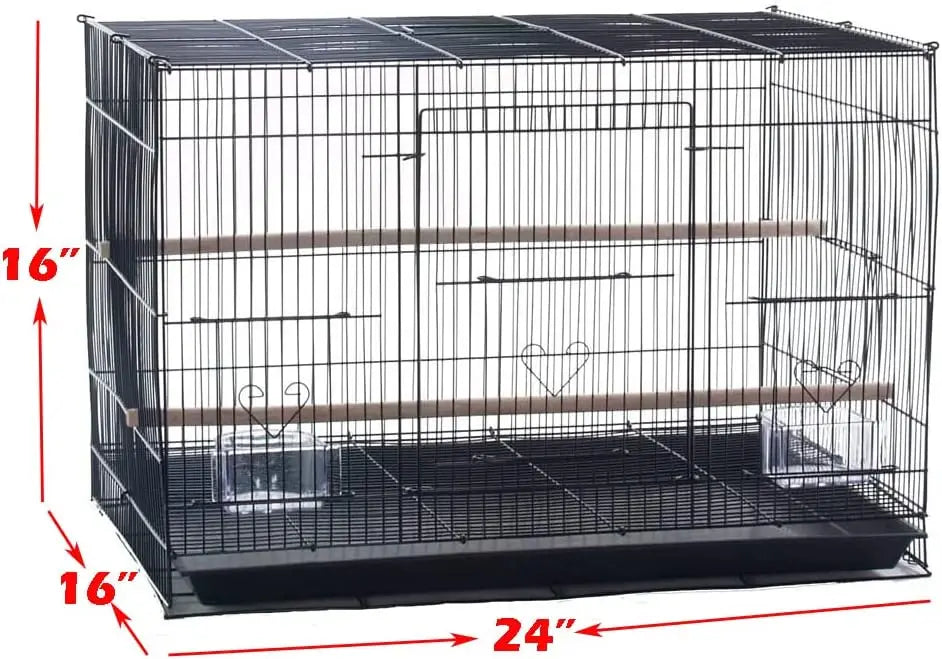 Set of 6 Aviary Breeding Cages for Finches, Parakeets, Canaries and Lovebirds - Black  24"x16"x16"