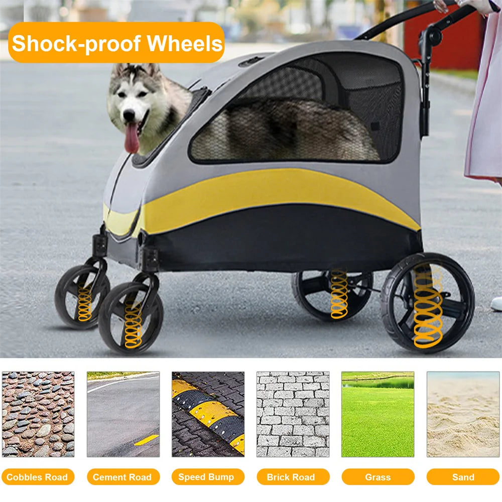 Heavy-Duty Foldable Pet Stroller for Medium & Large Dogs