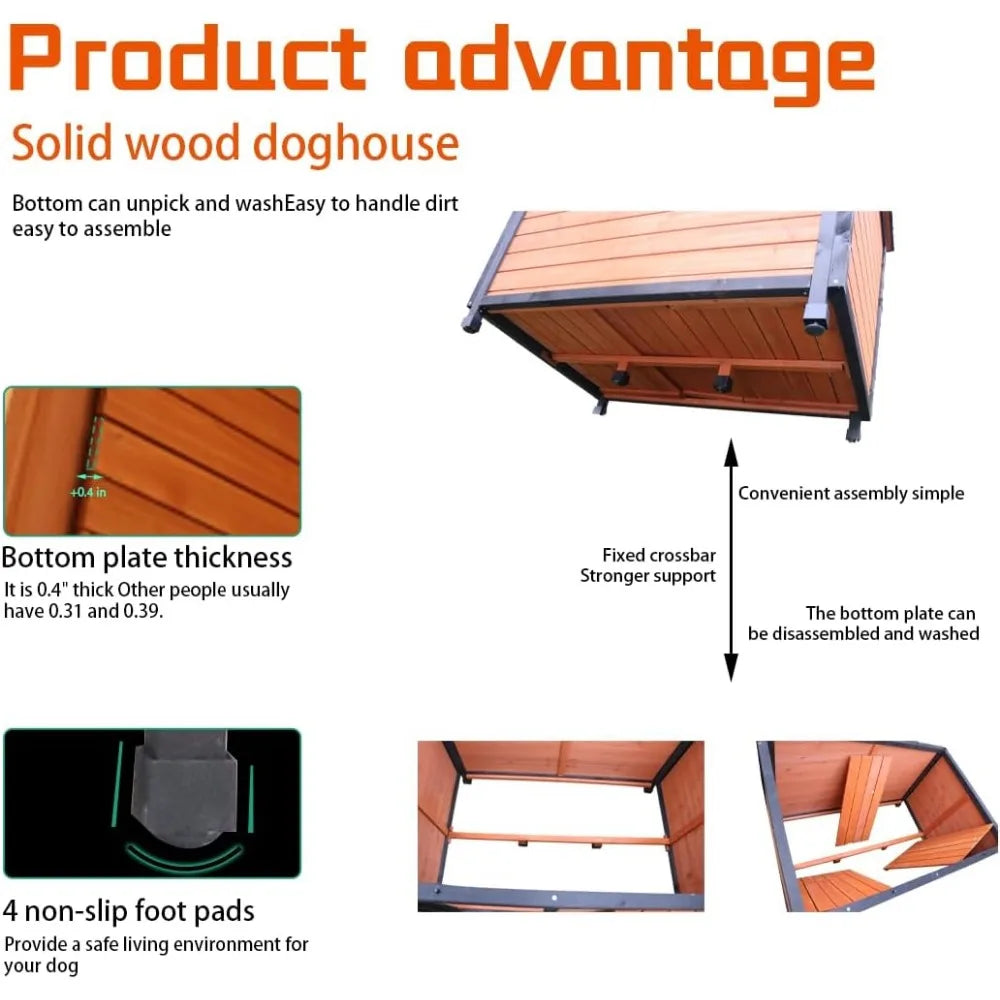 Extra Large Weatherproof Outdoor Dog House with PVC Sloped Roof