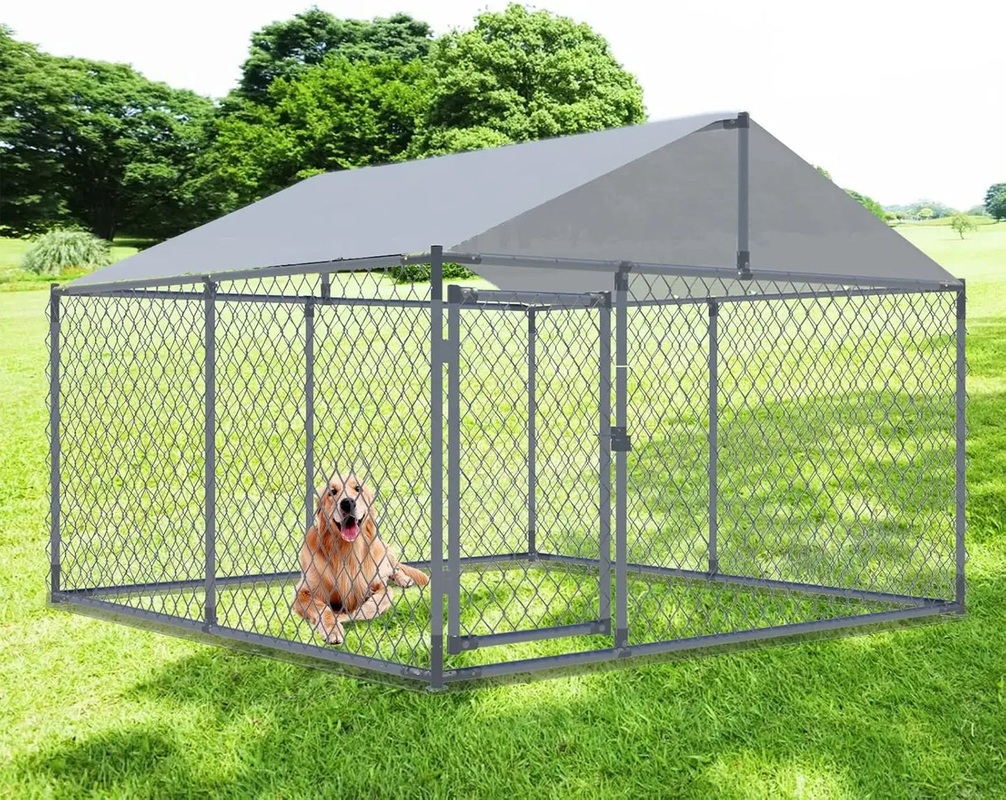 Extra Wide, Heavy-Duty, Outdoor Dog Kennel with Water-Resistant Cover