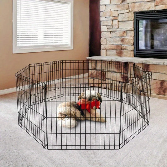 24" 8-Panel Dog Playpen Fence for Puppies & Small Pets