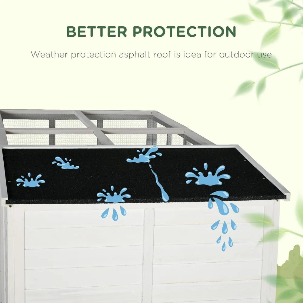 Outdoor Wooden Catio Cat Shelter with Platforms and Waterproof Roof