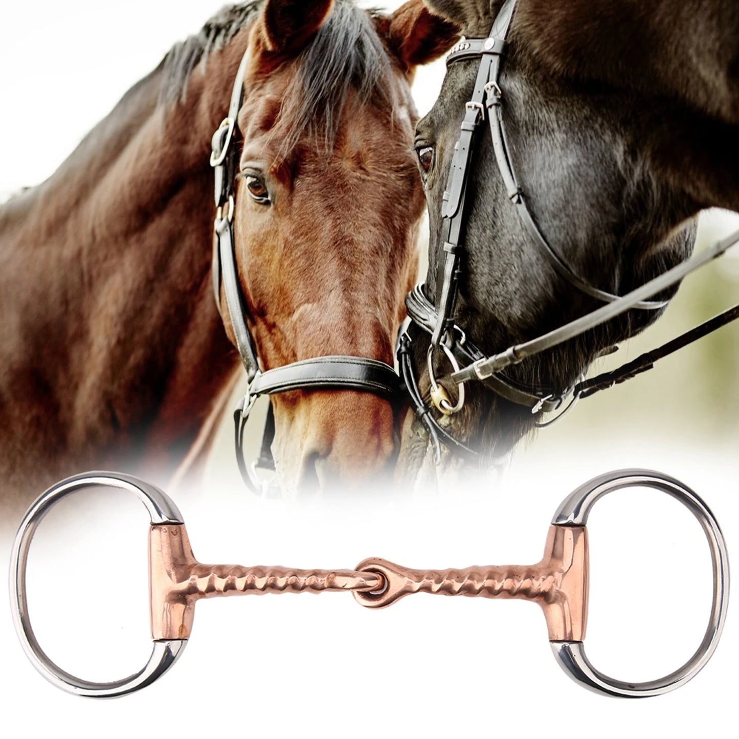 Horse Chew Bit - Stainless Steel Eggbutt Bit with Copper Corkscrew Mouth