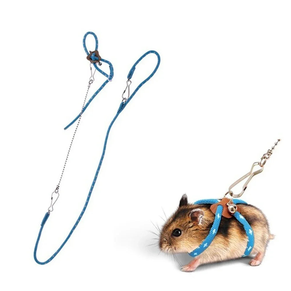 Soft, Adjustable, Anti-Bite Harness with Leash with Bell – Pet Leash for Birds, Parrots, Hamsters, Rats & Bunnies