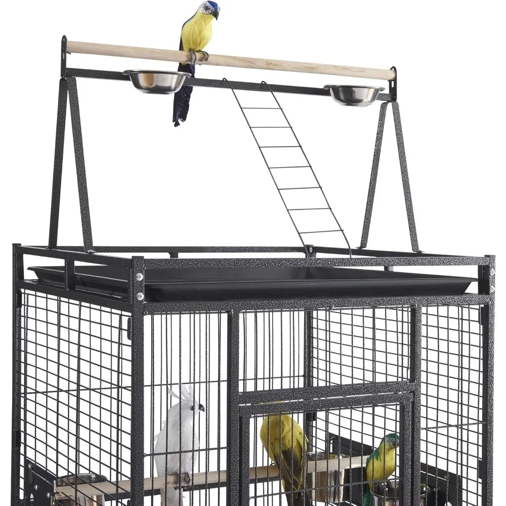 Large Metal Bird Cage with Rolling Stand for Parrots and Parakeets