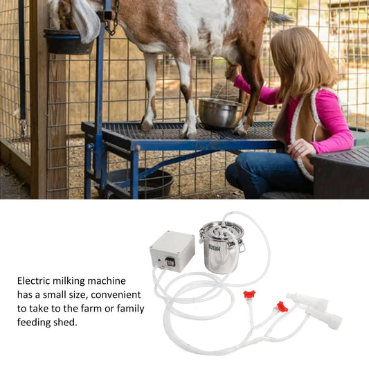 3L Portable Electric Milking Machine – Hands-Free Stainless Steel Bucket with Silicone Cup & Tube