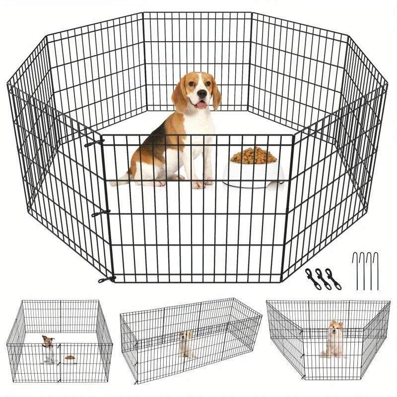 24" 8-Panel Dog Playpen Fence for Puppies & Small Pets