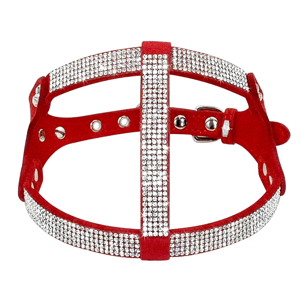 Rhinestone Suede Dog Harness for Small & Medium Breeds