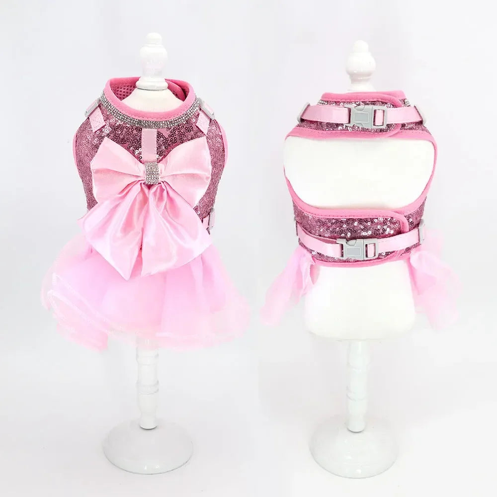 Pink Bowknot Tutu Harness & Leash Set for Cats & Small Dogs