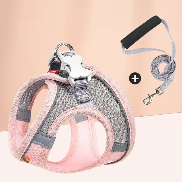 Cat, Kitten & Puppy Harness with Leash Set for Small Pets - Breathable, Adjustable, Reflective Harness Vest