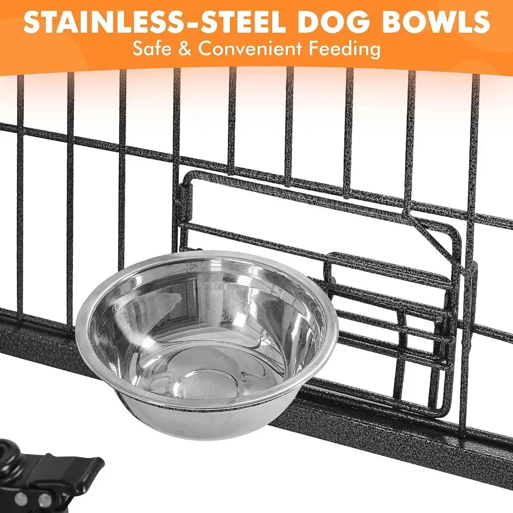 Stackable, Heavy-Duty Dog Crate with Divider and Rolling Base