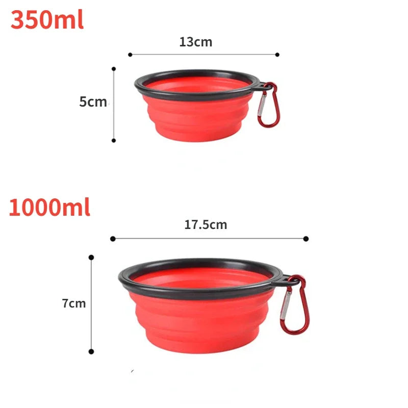 Foldable Silicone Pet Bowl – Portable Collapsible Feeder for Dogs & Cats (350ML/1000ML)