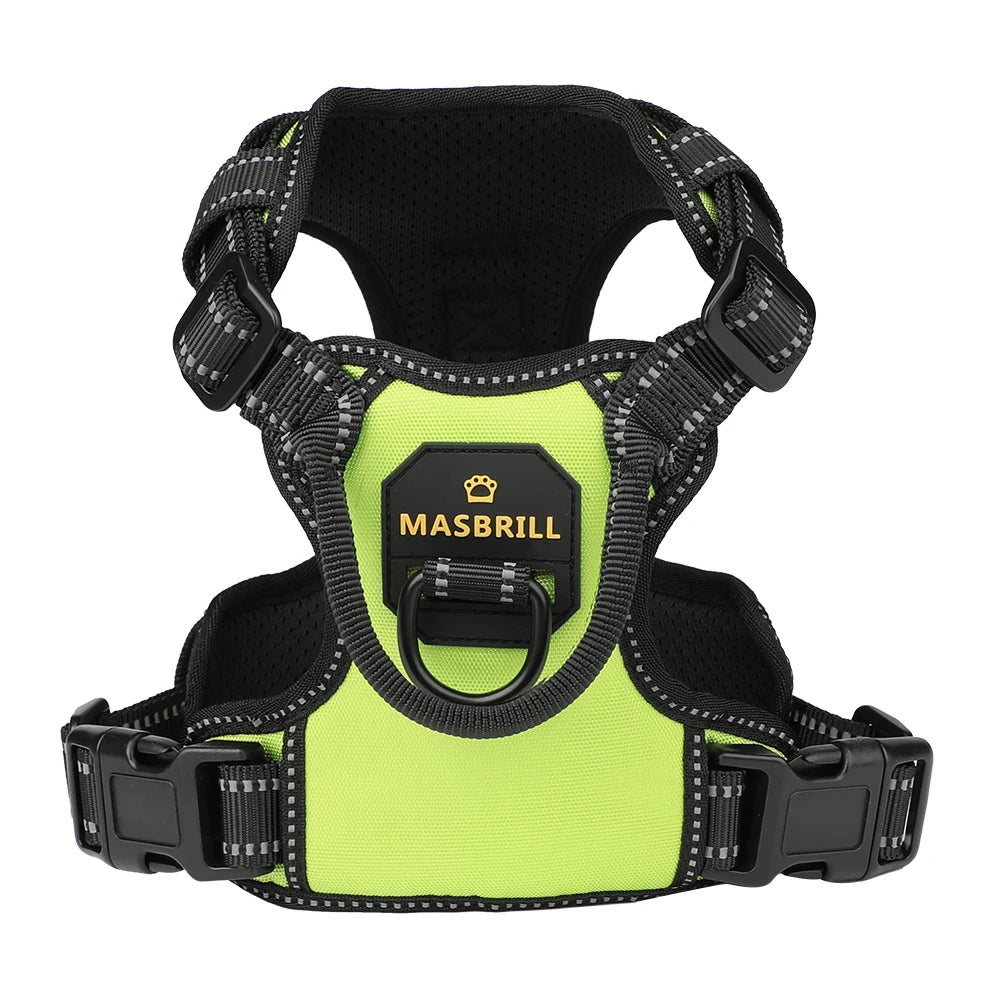 Masbrill No-Pull Adjustable Dog Harness with Reflective Straps & Optional Leash