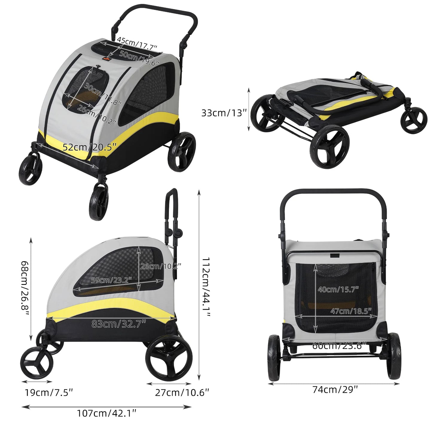 Heavy-Duty Foldable Pet Stroller for Medium & Large Dogs