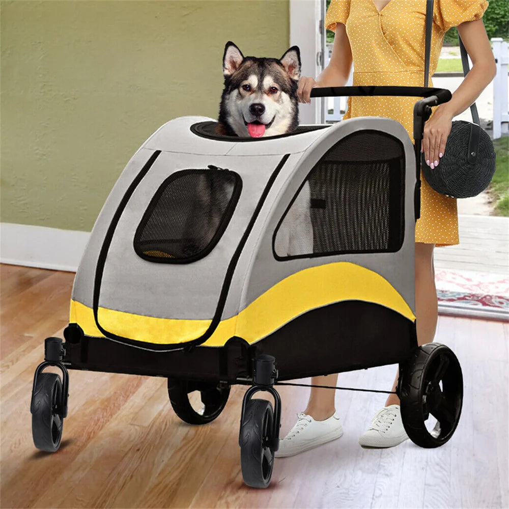 Heavy-Duty Foldable Pet Stroller for Medium & Large Dogs