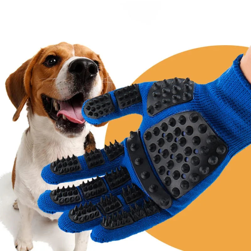 Pet Bath & Grooming Glove  – Hair Remover & Massage Brush for Dogs & Cats (Left or Right Hand)