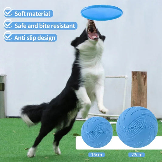 Durable Silicone Dog Flying Disc - Interactive Chew Play Toy for Small & Large Dogs