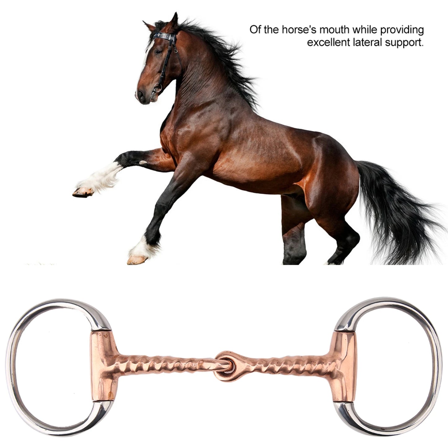 Horse Chew Bit - Stainless Steel Eggbutt Bit with Copper Corkscrew Mouth