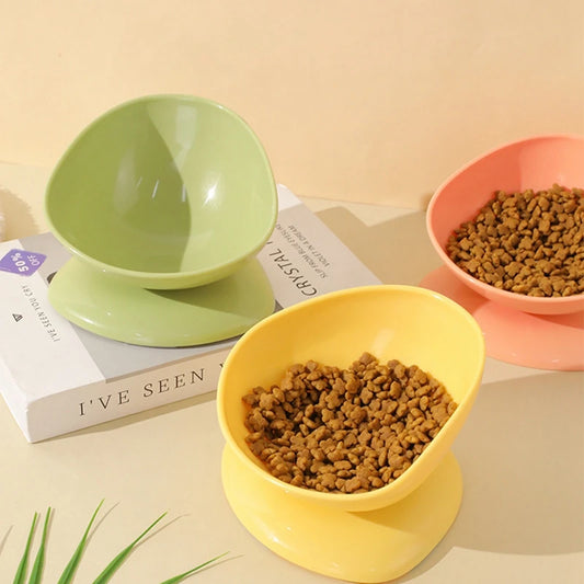 15 Degree Tilted Ergonomic Cat Food Bowl – Designed for Neck Protection with Raised Slanted Stand for Cats & Small Dogs