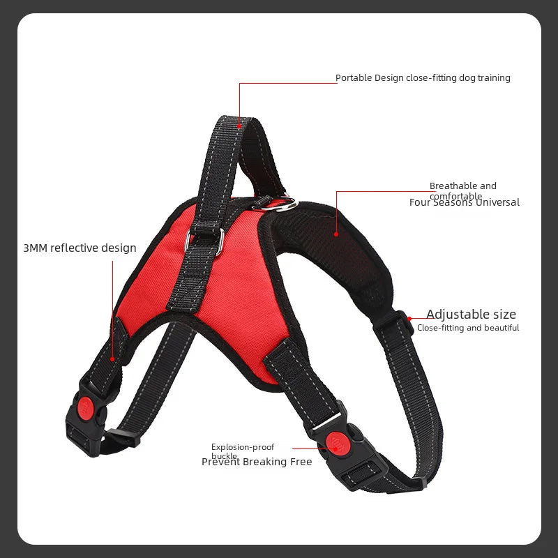 Adjustable, Reflective, Escape-Proof Dog Harness with Leash Set