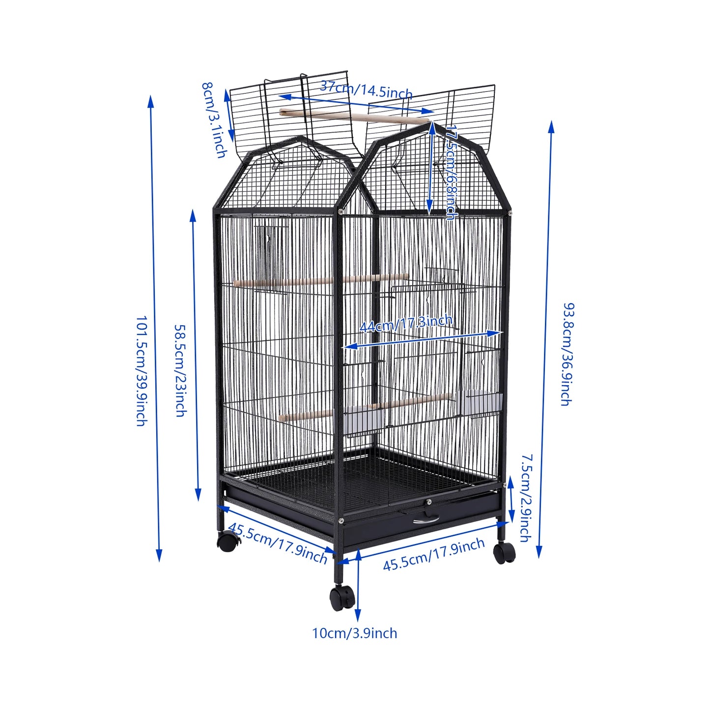 Large Parakeet, Canary & Finch Bird Cage with Stand – Flight Cage for Small & Medium Birds