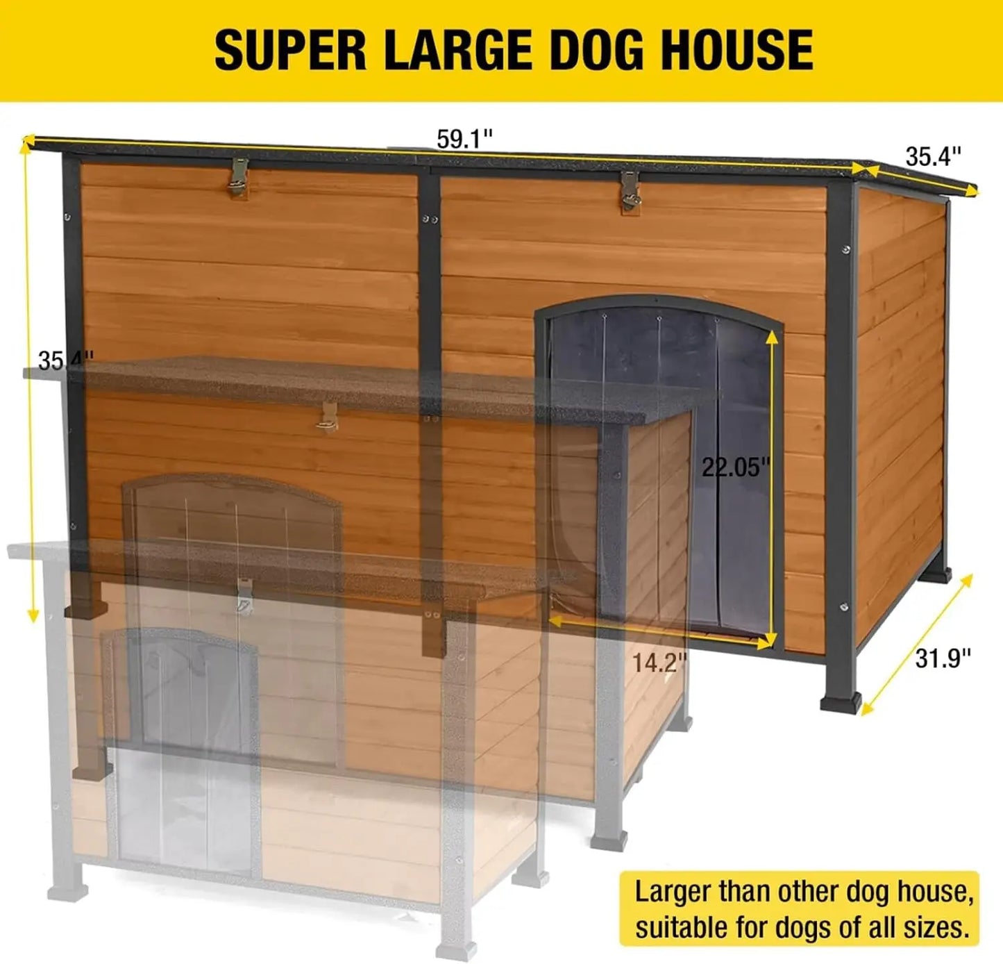 Insulated, Waterproof, Large Dog House for Indoor & Outdoor Use