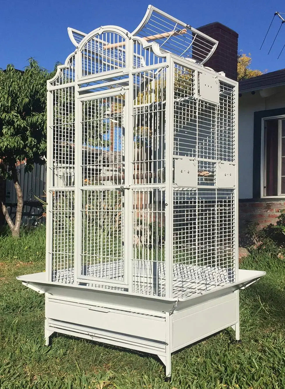 Large Wrought Iron Parrot Cage with Open Play Top