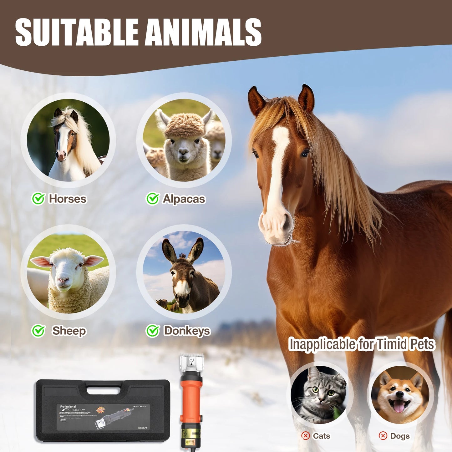 Heavy-Duty Electric Horse Clipper with Adjustable Speeds