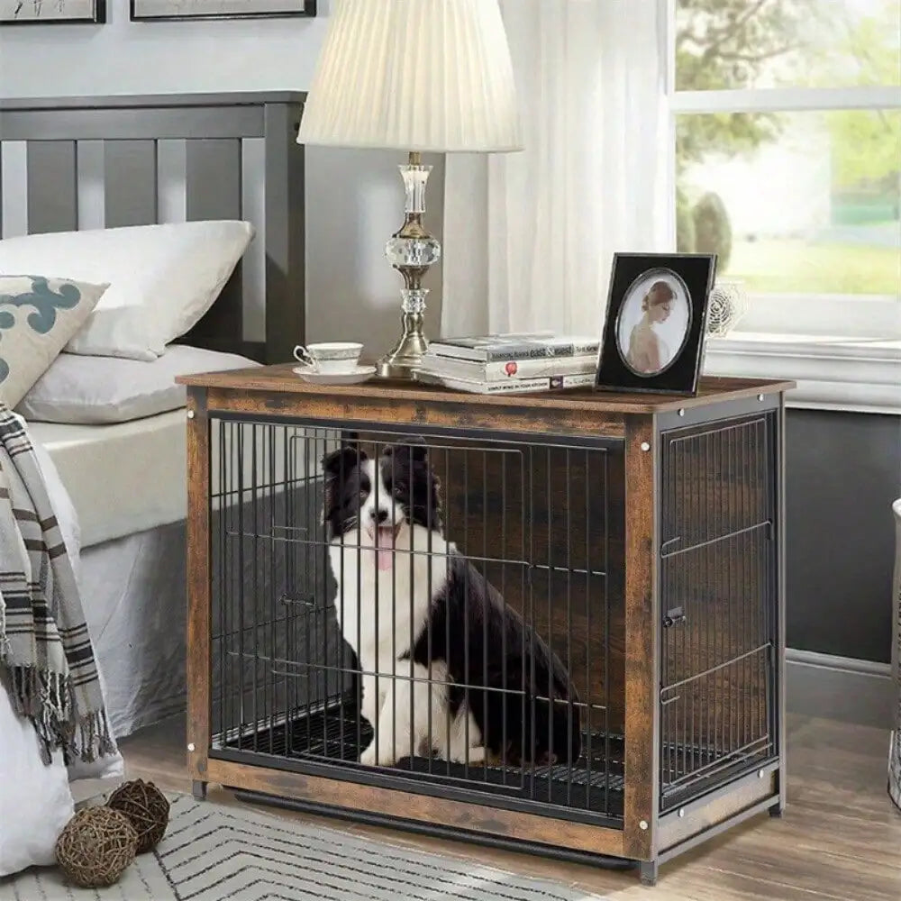 Wooden Dog Crate, End Table for Small & Large Dogs