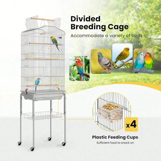 64-Inch Open Top Bird Cage for Parrots, Cockatiels, Parakeets and Conures