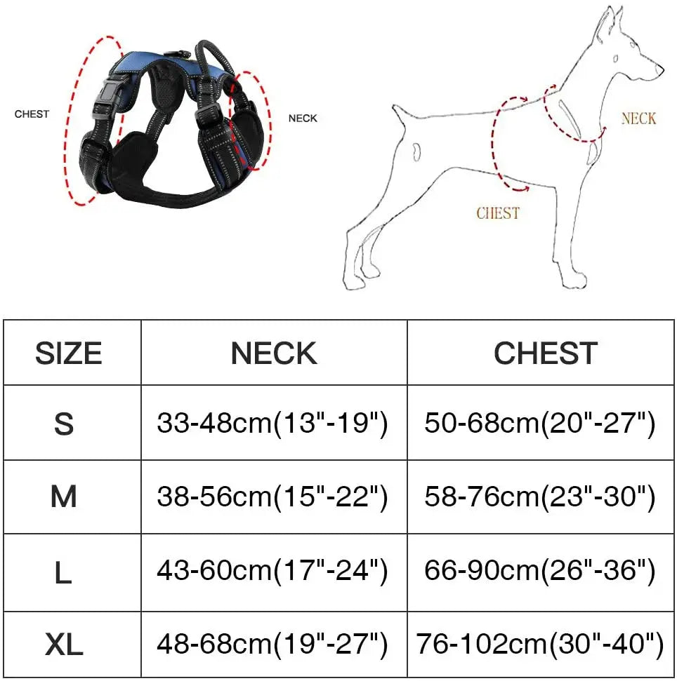 Masbrill No-Pull Adjustable Dog Harness with Reflective Straps & Optional Leash