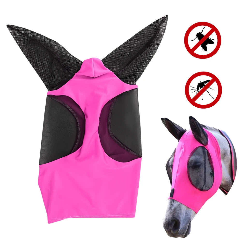 Anti-Mosquito Horse Face Mask with Mesh & Nasal Cover – Equestrian Protection Gear